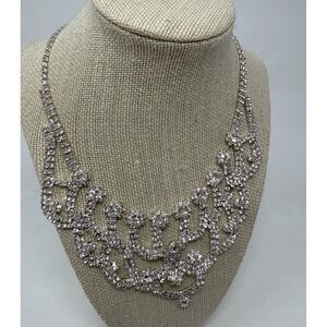 Rhinestone Statement Necklace, Bridal Choker, Ornate Filigree Art Deco Inspired